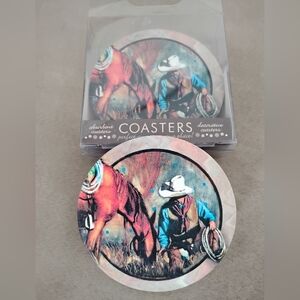 Thirstystone Horse And Cowboy Themed Set Of Four Coasters